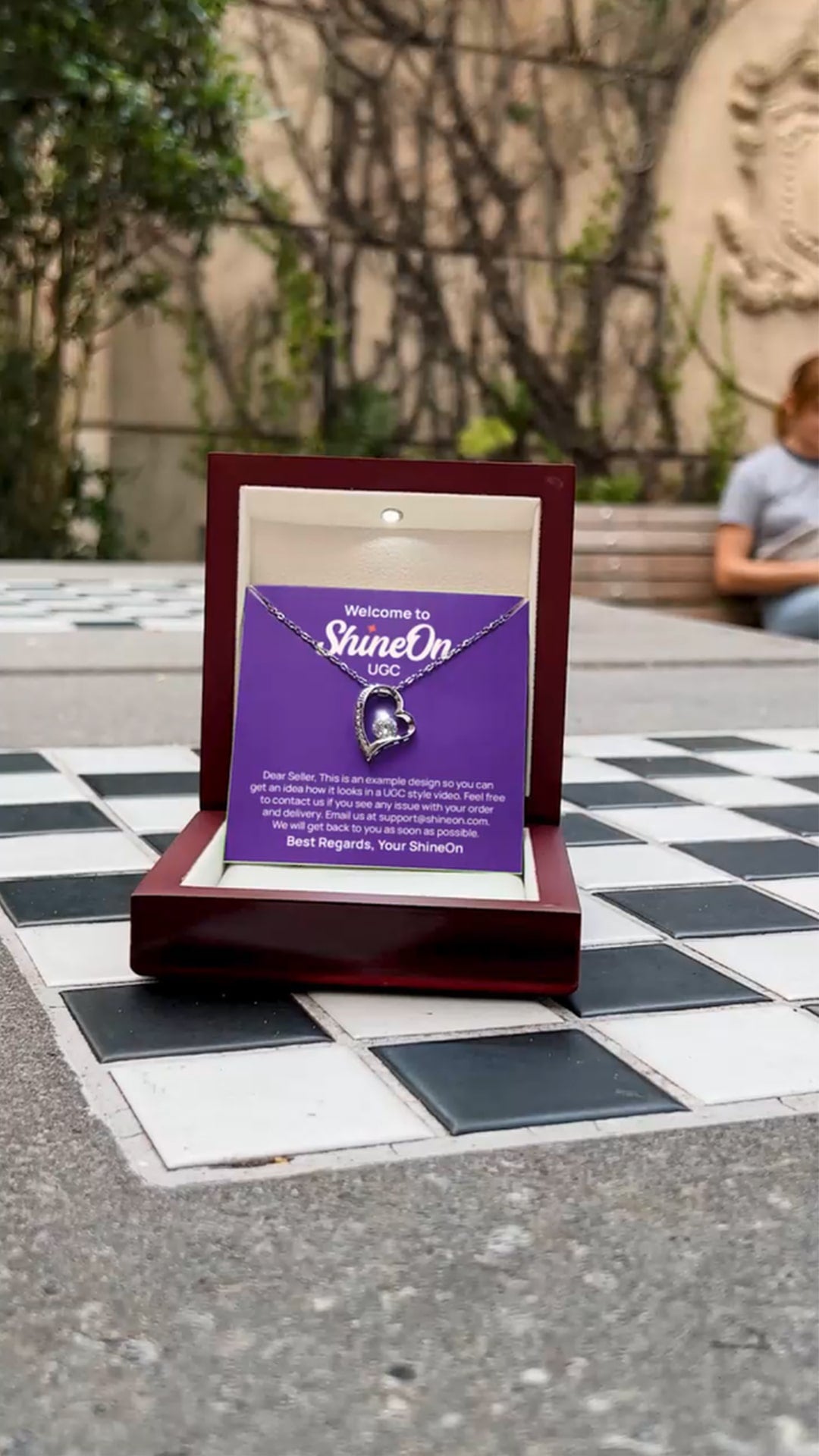 Forever Love Necklace White Gold With Box - Checkerboard Park - UGC 5