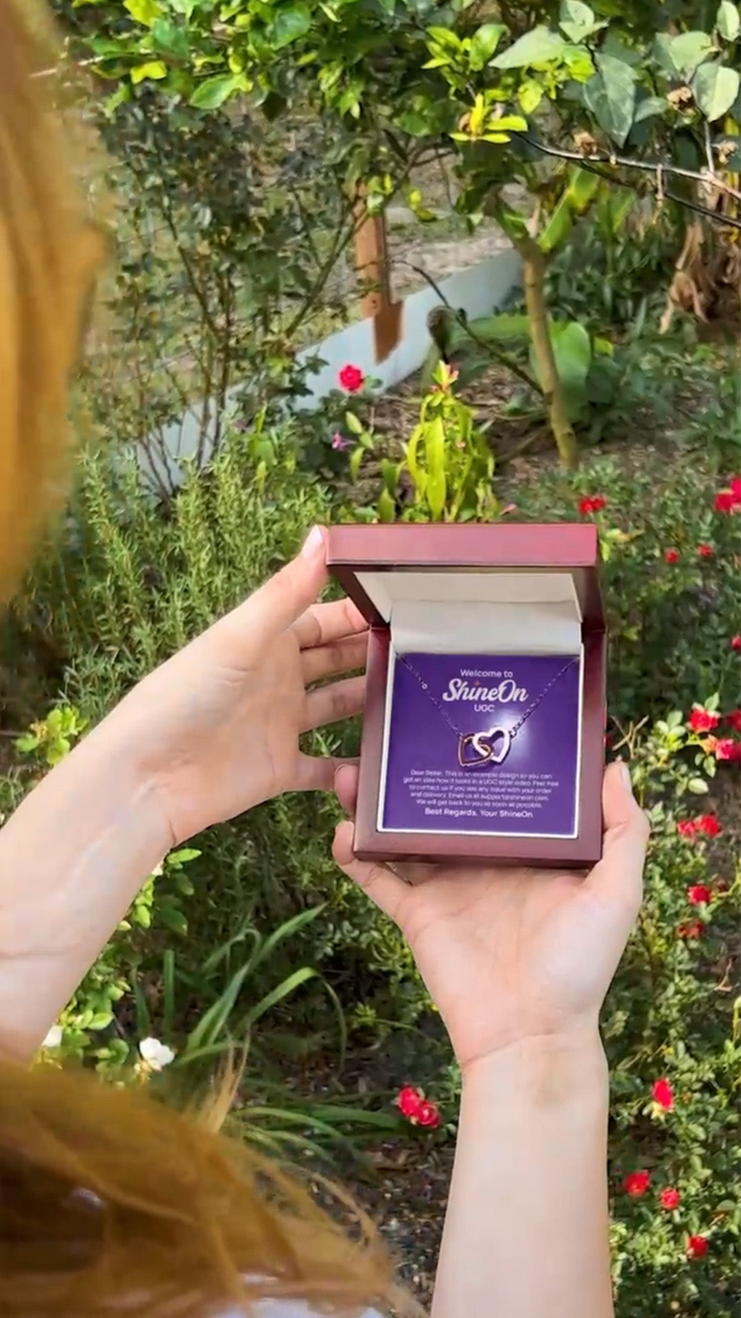 Interlocking Hearts Necklace Gold & Silver With Box - Outdoor Garden - UGC 1