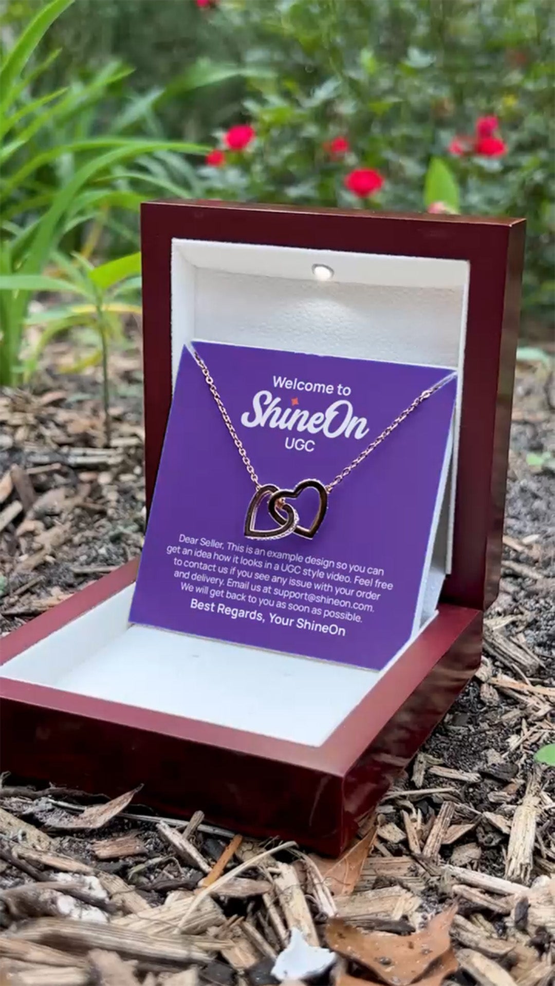 Interlocking Hearts Necklace Gold With Box - Outdoor Garden - UGC 2