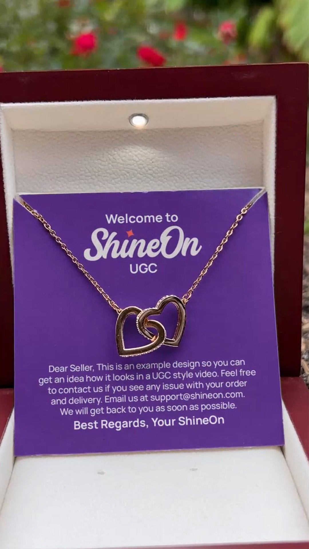 Interlocking Hearts Necklace Gold With Box - Outdoor Garden - UGC 2