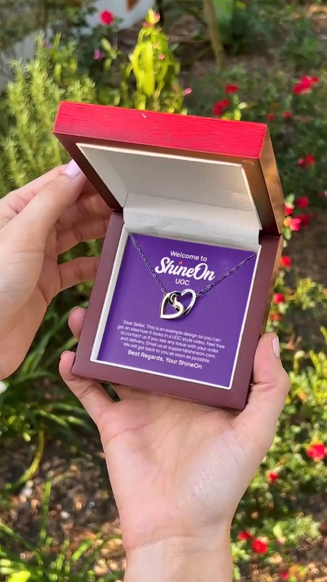 Interlocking Hearts Necklace Gold & Silver With Box - Outdoor Garden - UGC 4