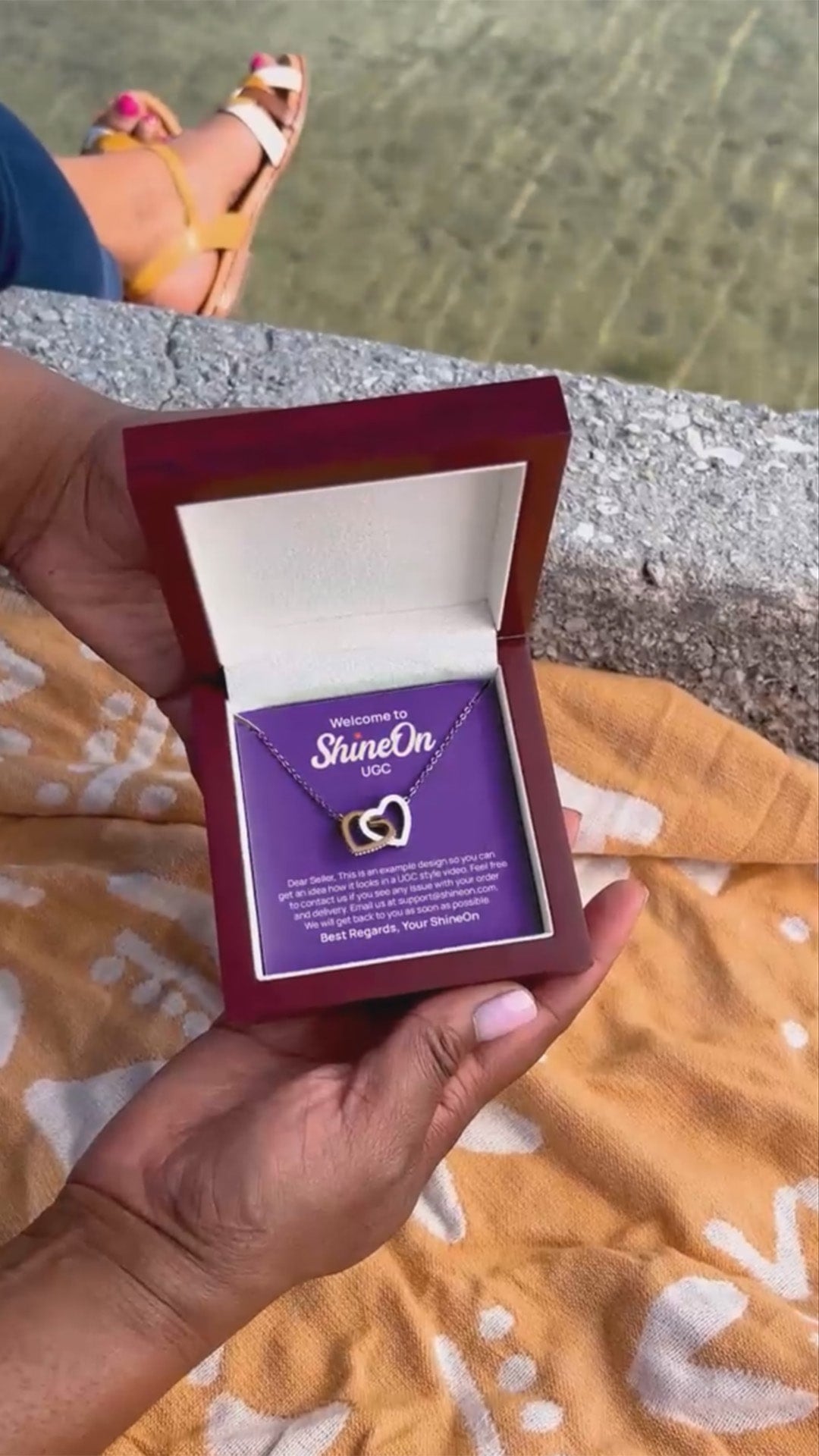 Interlocking Hearts Necklace Gold & Silver With Box - Beach - UGC 2