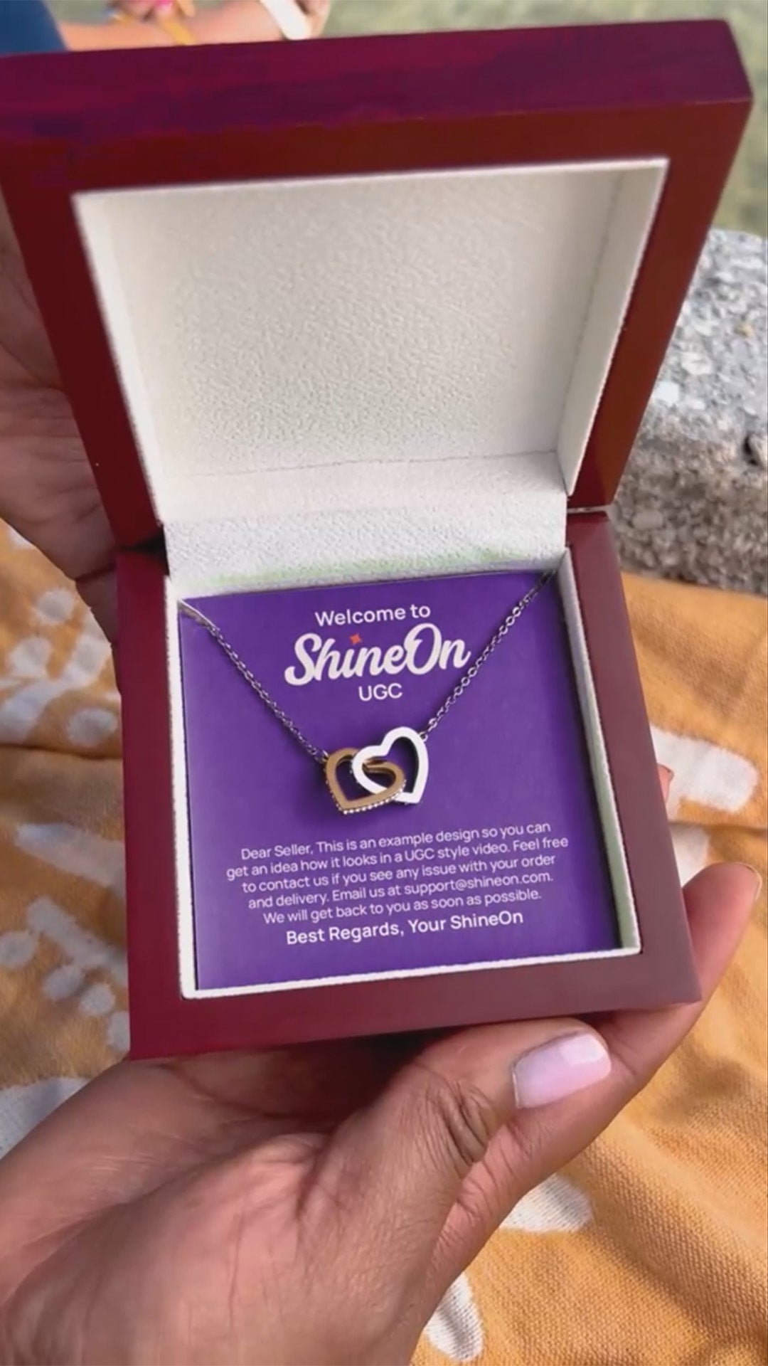 Interlocking Hearts Necklace Gold & Silver With Box - Beach - UGC 2