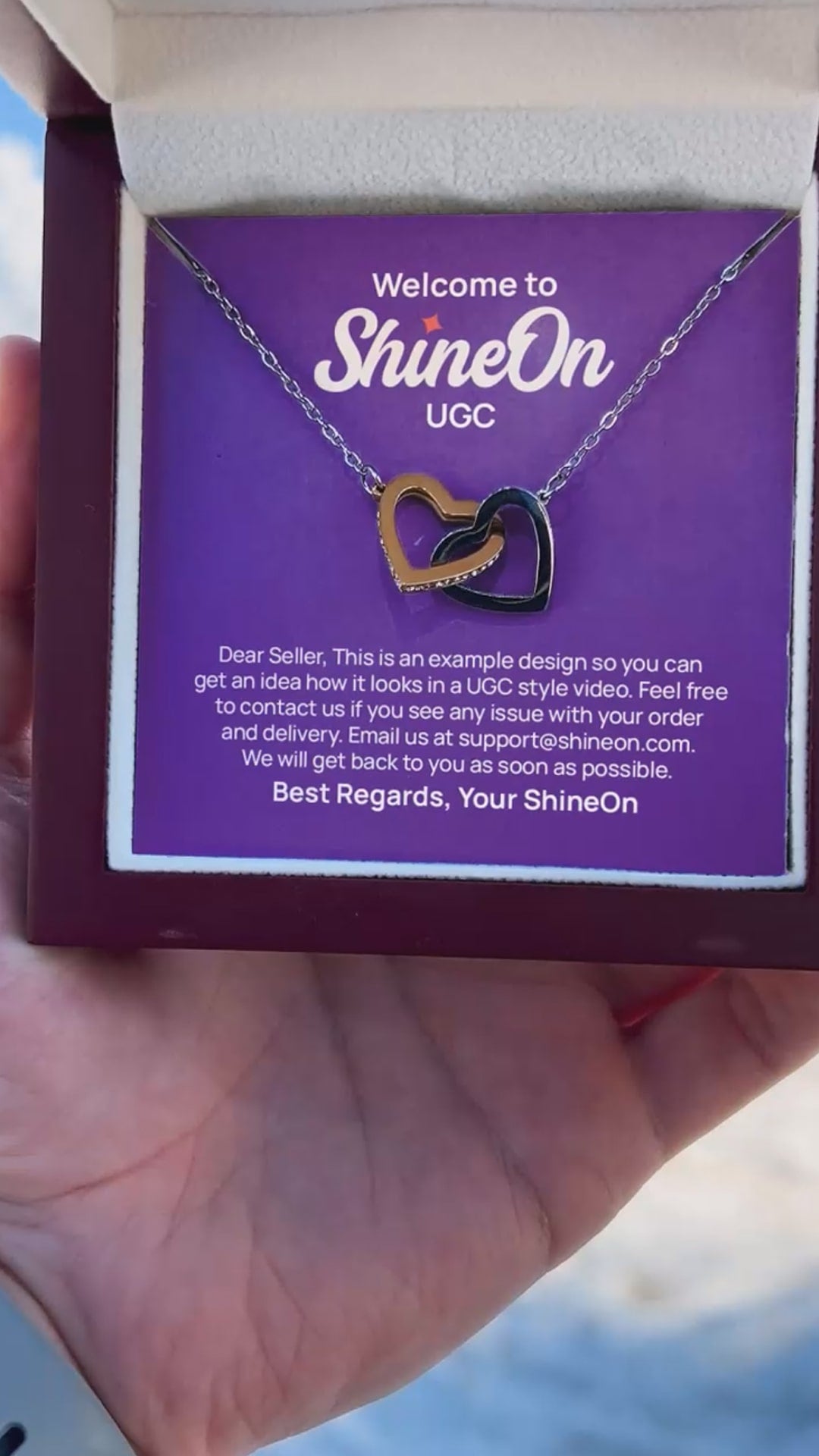 Interlocking Hearts Necklace Gold & Silver With Box - Beach - UGC 11