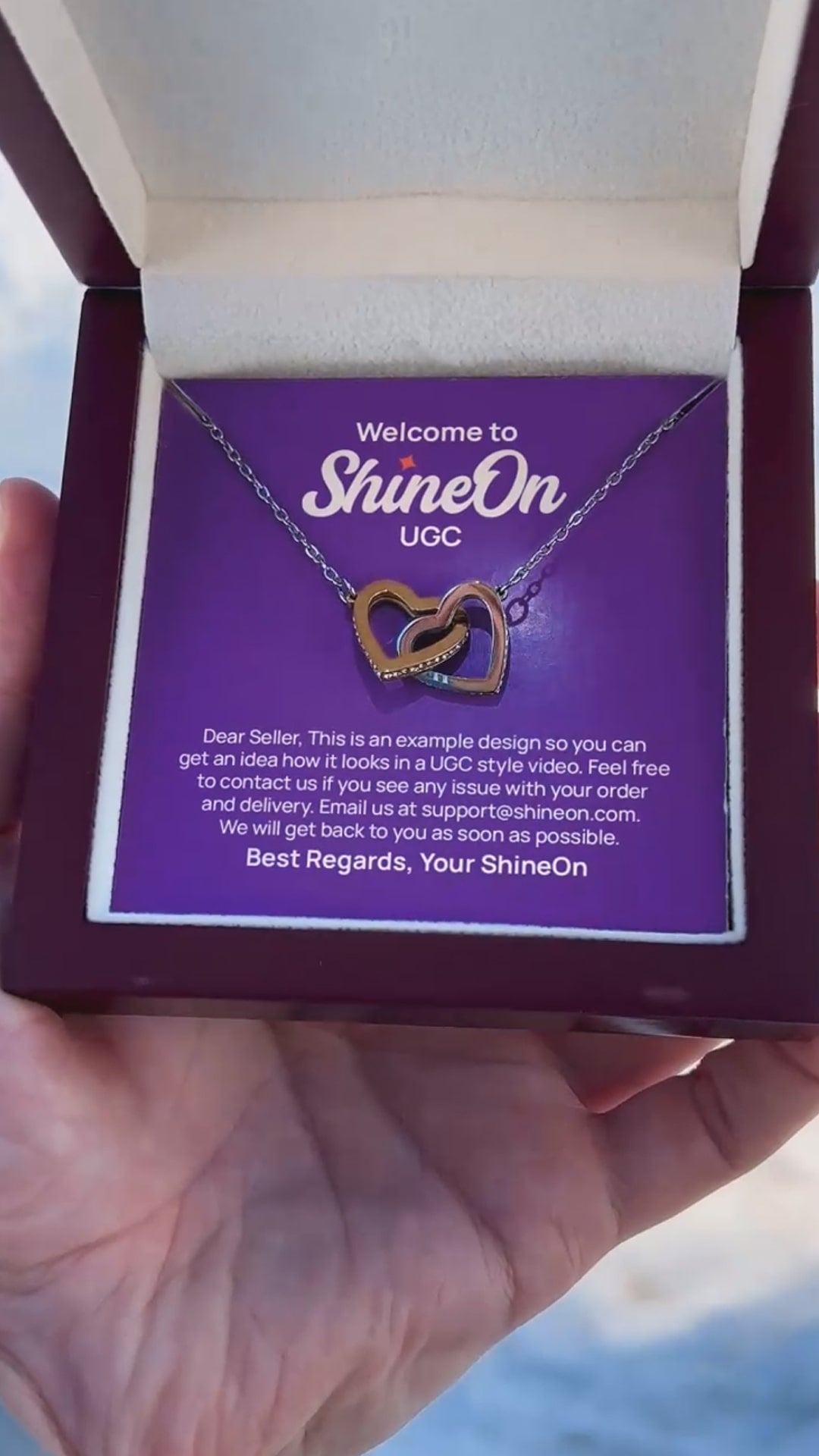 Interlocking Hearts Necklace Gold & Silver With Box - Beach - UGC 11