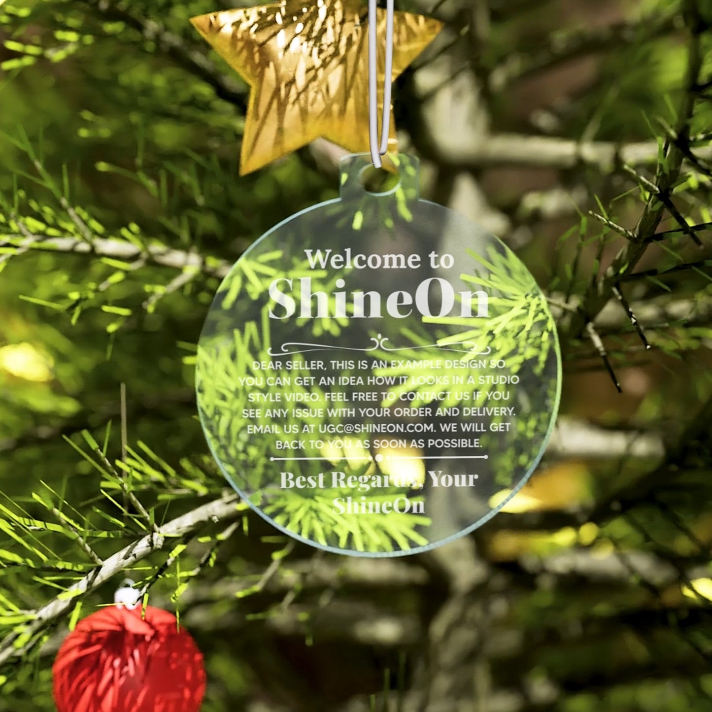 Acrylic Holiday Ornament Colored Print Studio Quality - Indoor Scene - 3D