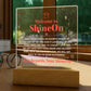 Acrylic Square Plaque Colored Print Studio Quality With Wooden Base - Indoor Window Scene - 3D