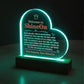 Acrylic Heart Plaque Colored Print Studio Quality With Wooden Base LED RGB - Indoor Scene - 3D