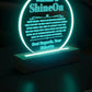 Acrylic Circle Plaque Engraved Studio Quality With Wooden Base LED RGB - Indoor Scene 2 - 3D