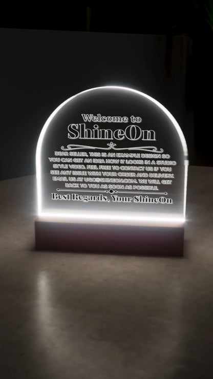 Acrylic Dome Plaque Colored Print Studio Quality With Wooden Base LED RGB - Indoor Scene - 3D