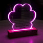 Acrylic Paw Plaque Colored Print Studio Quality With Wooden Base LED RGB - Indoor Scene - 3D