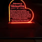 Acrylic Heart Plaque Engraved Studio Quality With Wooden Base LED RGB - Indoor Scene 2 - 3D