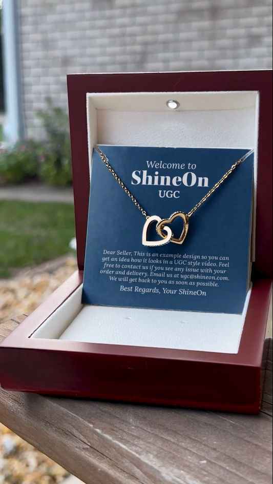 Interlocking Hearts Necklace Gold With Box - Outdoor Garden - UGC 3