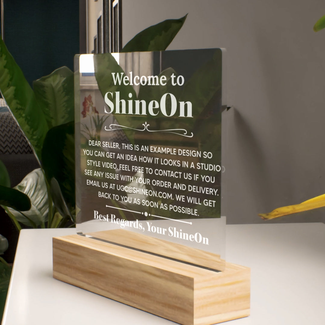 Acrylic Square Plaque Colored Print Studio Quality With Wooden Base - Indoor Scene 2 - 3D