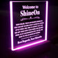 Acrylic Square Plaque Engraved Studio Quality With Wooden Base LED RGB - Indoor Scene - 3D