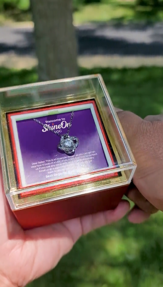 Rotating Rose Box With Love Knot White Gold Necklace - UGC 1