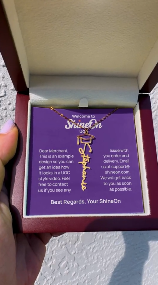 Graduation Cap Name Necklace 18k Yellow Gold Finish - UGC 3