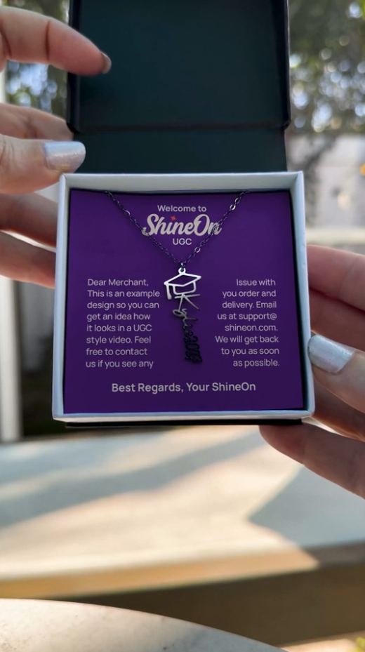 Graduation Cap Name Necklace Polished Stainless Steel - UGC 5