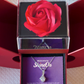 Red Heart Rose Box With Alluring Beauty White Gold Necklace - UGC 1