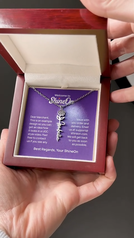 Flower Name Necklace Polished Stainless Steel - UGC 1