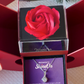 Red Heart Rose Box With Alluring Beauty White Gold Necklace - UGC 1