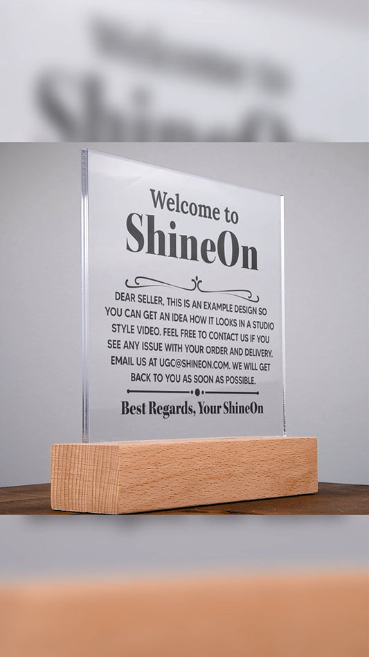 Acrylic Square Plaque Colored Print Studio Quality With Wooden Base - Wooden Table Top