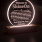 Acrylic Circle Plaque Engraved Studio Quality With Wooden Base LED RGB - Indoor Scene 2 - 3D