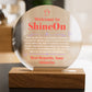 Acrylic Circle Plaque Colored Print Studio Quality With Wooden Base LED RGB - Indoor Scene - 3D