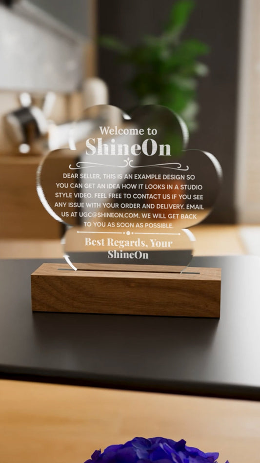 Acrylic Paw Plaque Engraved Studio Quality With Wooden Base LED RGB - Indoor Scene 2 - 3D