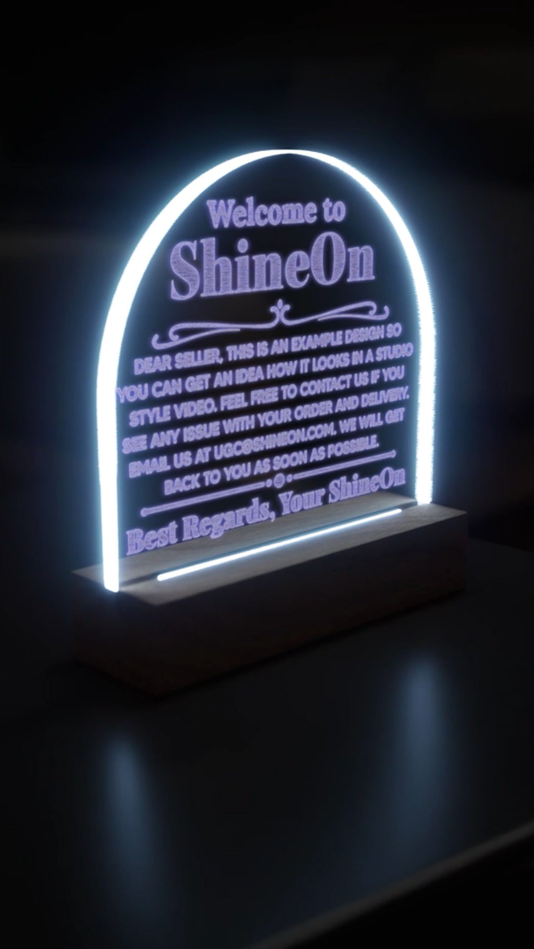 Acrylic Dome Plaque Engraved Studio Quality With Wooden Base LED RGB - Indoor Scene 2 - 3D