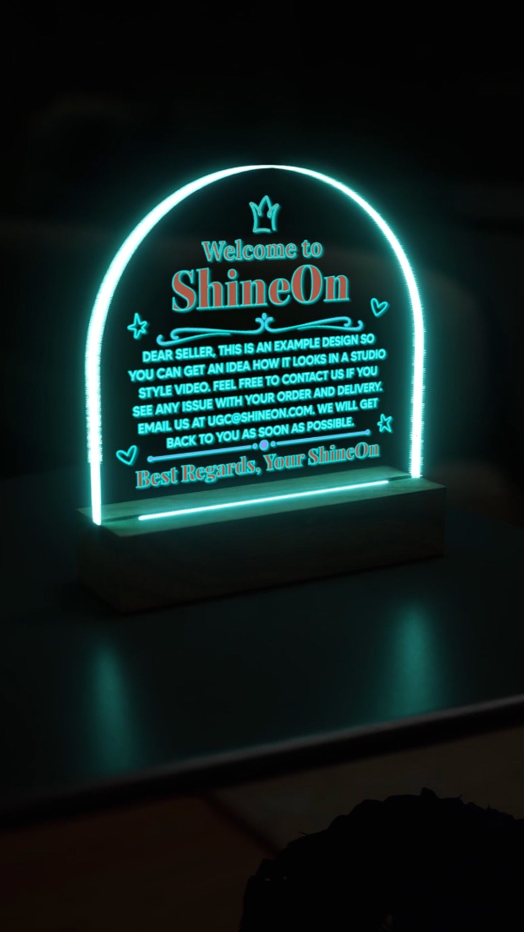 Acrylic Dome Plaque Colored Print Studio Quality With Wooden Base LED RGB - Indoor Scene 3 - 3D