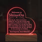 Acrylic Heart Plaque Engraved Studio Quality With Wooden Base LED RGB - Indoor Scene 2 - 3D