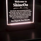 Acrylic Square Plaque Engraved Studio Quality With Wooden Base LED RGB - Indoor Scene - 3D