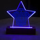 Acrylic Star Plaque Engraved Studio Quality With Wooden Base LED RGB - Indoor Scene - 3D