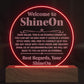 Acrylic Circle Plaque Engraved Studio Quality With Wooden Base LED RGB - Indoor Scene 2 - 3D