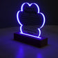 Acrylic Paw Plaque Colored Print Studio Quality With Wooden Base LED RGB - Indoor Scene - 3D