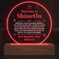 Acrylic Circle Plaque Colored Print Studio Quality With Wooden Base LED RGB - Indoor Scene - 3D