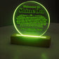 Acrylic Circle Plaque Colored Print Studio Quality With Wooden Base LED RGB - Indoor Scene - 3D