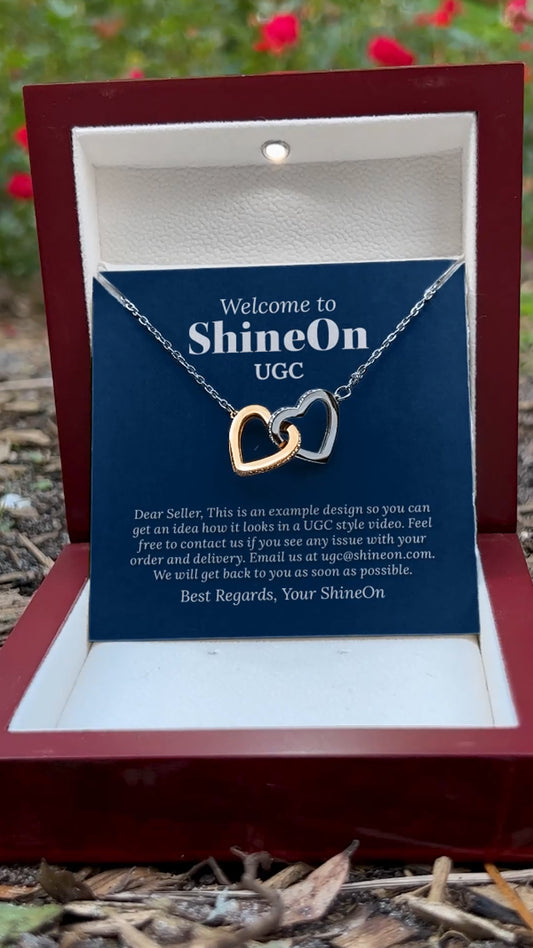 Interlocking Hearts Necklace Gold & Silver With Box - Outdoor Garden - UGC 3