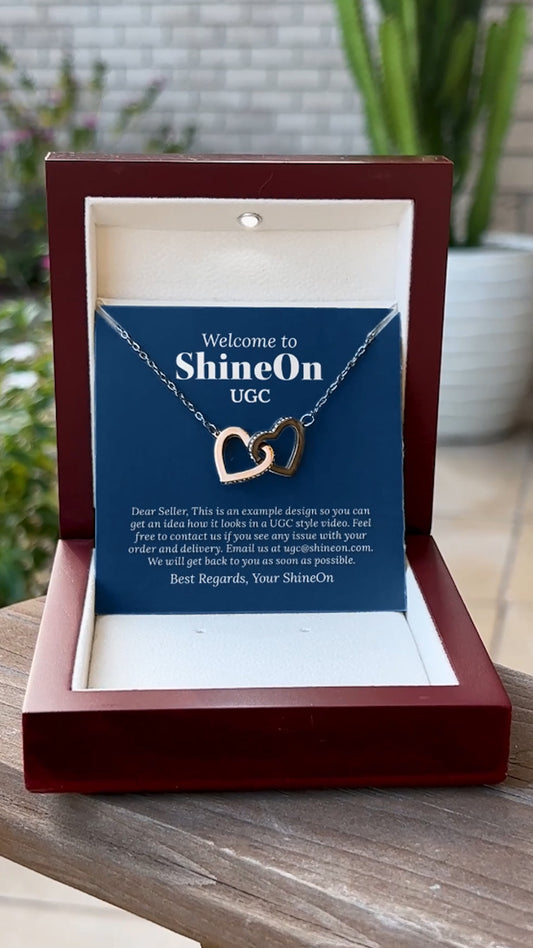 Interlocking Hearts Necklace Gold & Silver With Box - Outdoor Garden - UGC 2